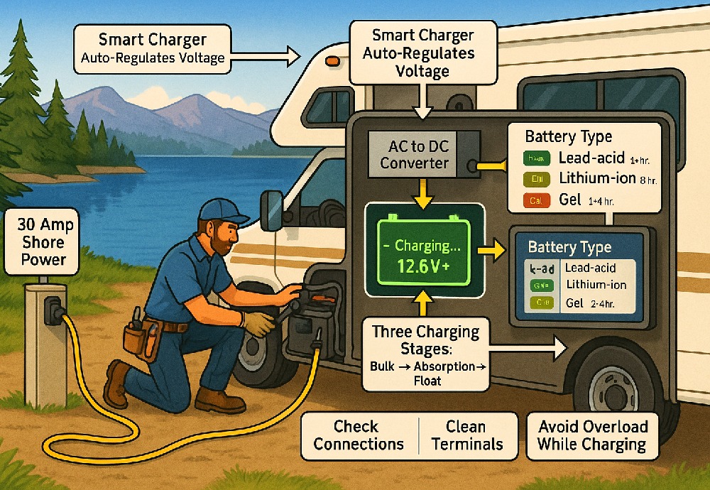 Camper Battery Charge When I am Plugged in 30amp