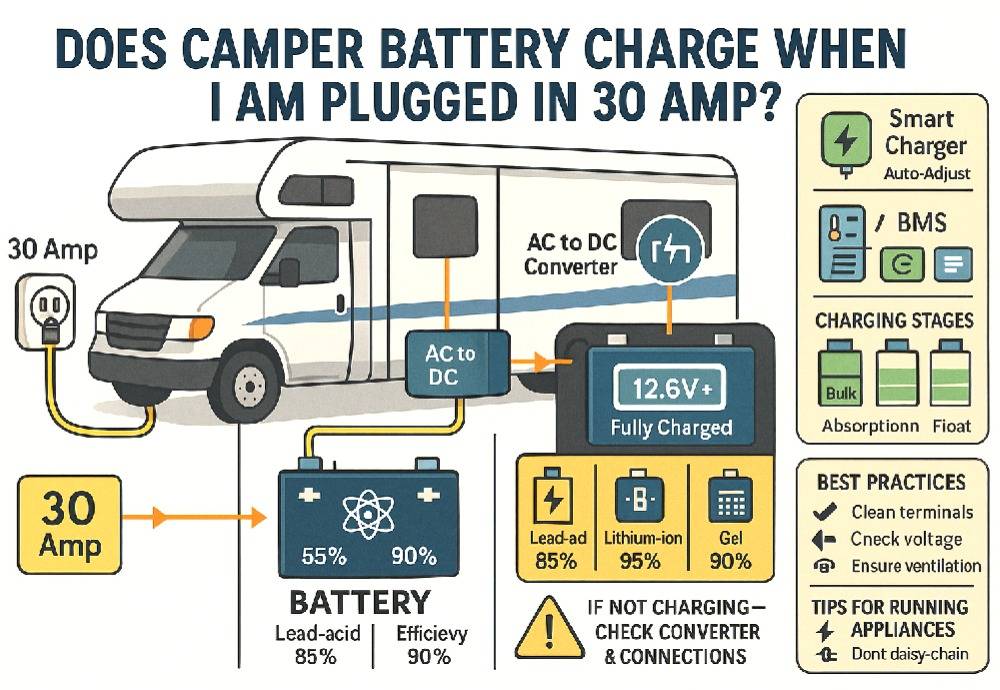 Does Camper Battery Charge When I am Plugged in 30amp