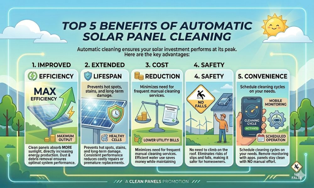 Top 5 Benefits of Automatic Solar Panel Cleaning 