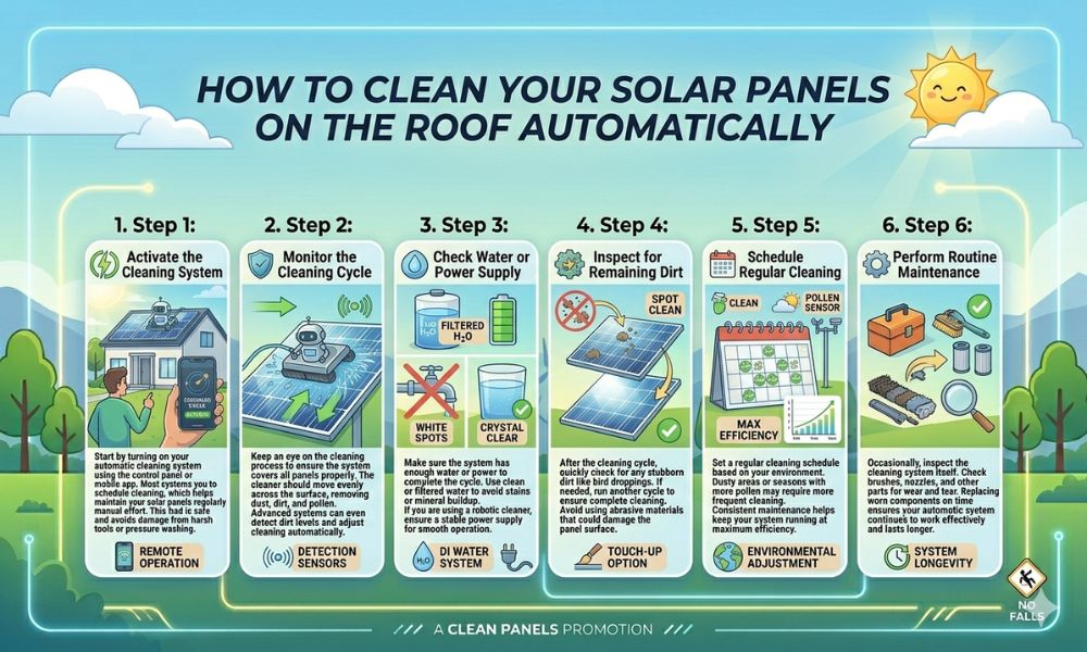 How to Clean Your Solar Panels on the Roof Automatically 