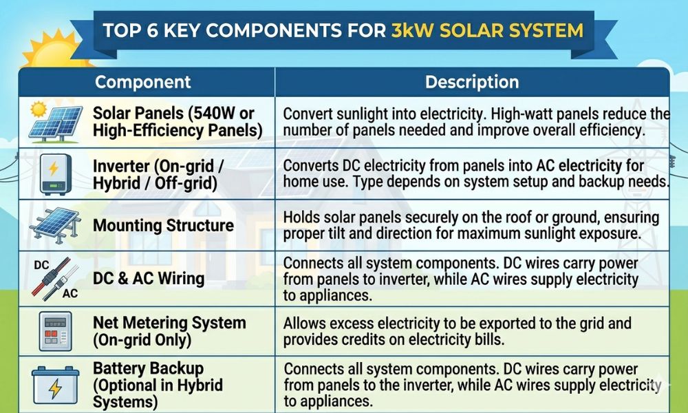 Top 6 Key Components For 3kW Solar System 