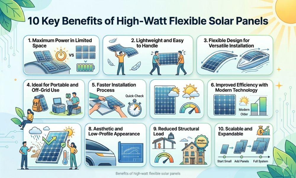 Benefits of Using High Watt Flexible Solar Panels