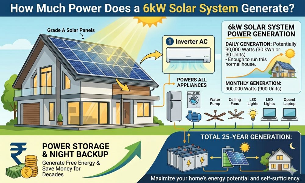 How much power does a 6kw solar system generate?