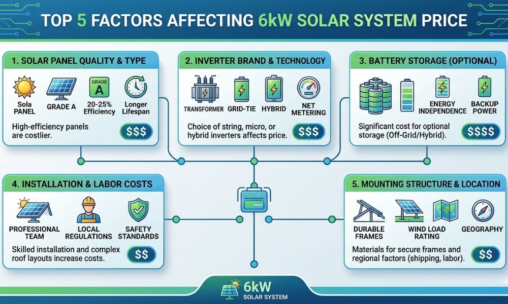 Top 5 Factors Affecting 6kW Solar System Price