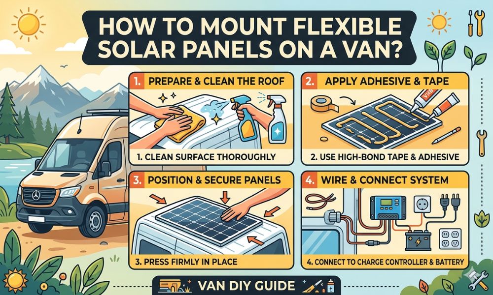 How to Mount Flexible Solar Panels on a Van?