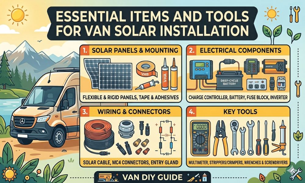 Essential Items and Tools for Van Solar Installation